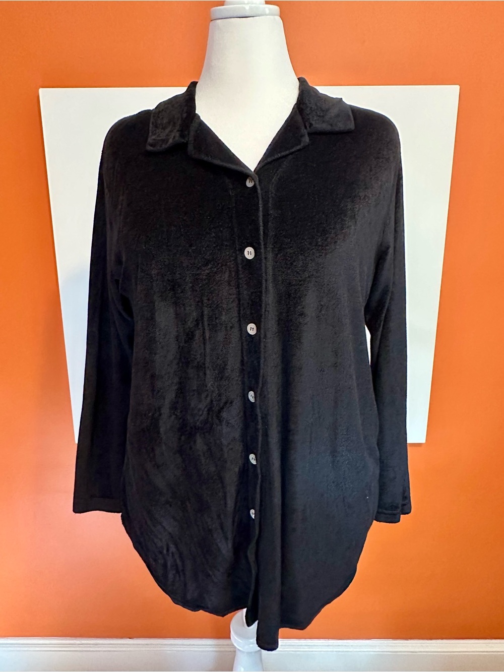 Soft Surroundings Black Chenille Button Down Cardigan Jacket XL